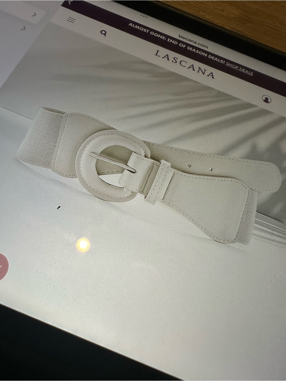 New Lascana White Elastic Belt with Round Buckle XXXL